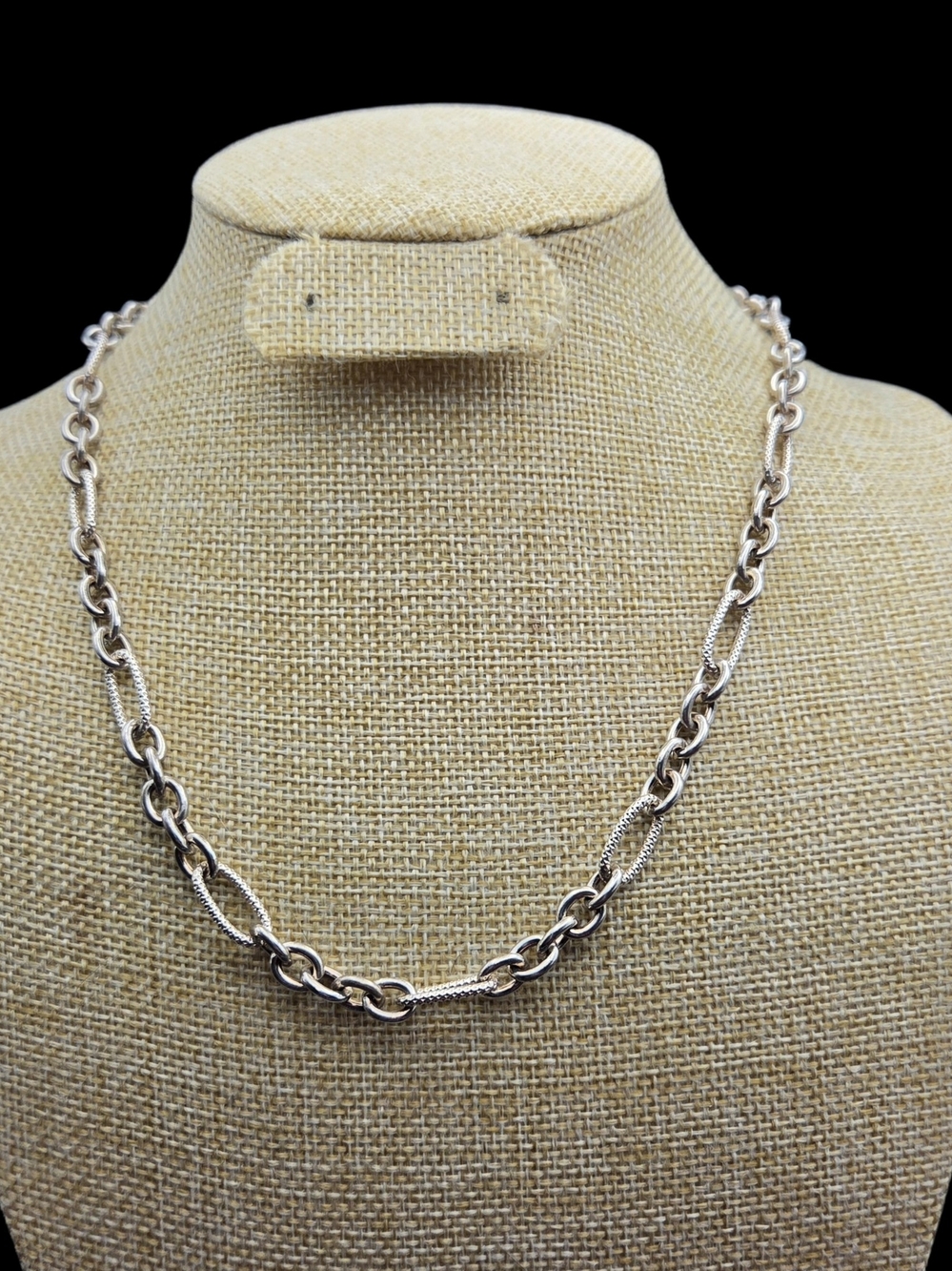 Sterling Silver Mixed Link Chain Necklace 20in